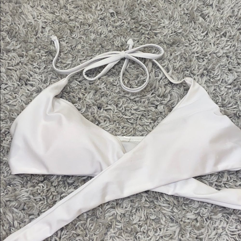 white bathing suit top